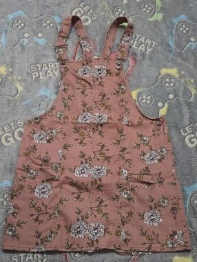 No Boundaries Mauve Pink Floral Overall Mini Dress